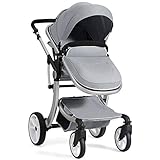GOPLUS Cochecito plegable para bebé de 0 a 36 meses, carga 25 kg (Gris)