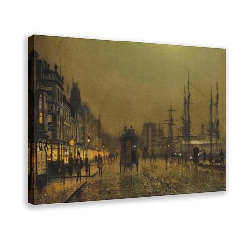 Toile Glasgow Docks par John Atkinson Grimshaw avec cadre haut de gamme
