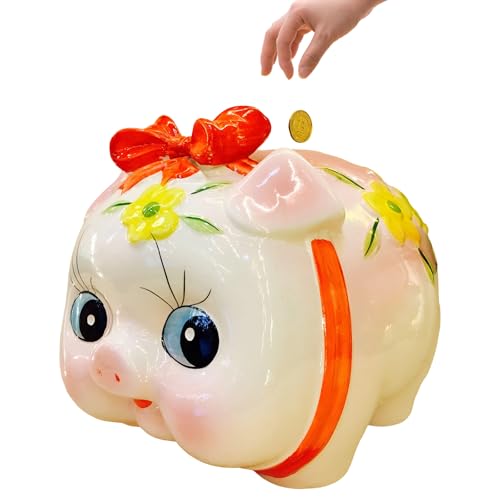 Hucha Alcancía,Guador Hucha Cerdito Cerámica Alcancía para Niños Hucha Cerdito Pizarra para Regalo Decoración Hogar en Habitación Hucha Caja Fuerte Hucha para Niños y Adultos Regalo de Cumpleaños（XL）