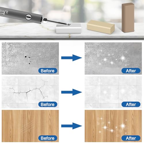 Fliesen Reparaturset, Keramik Reparatur mit Verbessert Wachsschmelzer Doppelspitze Ausbesserungsmarker -Hartwachs Set für Steingut, Kacheln, Marmor Reparatur auch für Holz Möbel Laminat Vinylboden