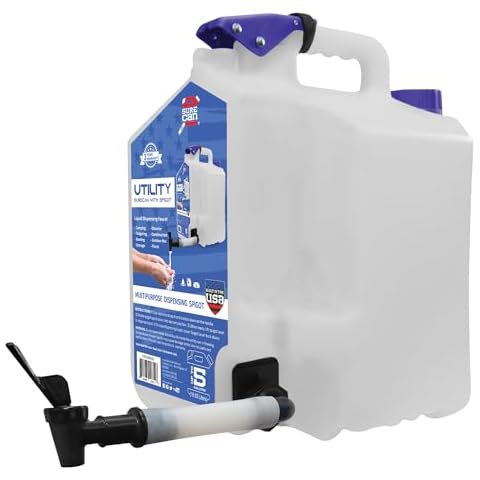 Surecan Portable Camping Water Station - Versatile 5 Gallon Water Utility Tank with a Rotating Spigot, Ideal Camping Water Container (White, SUR5SU1) Cover
