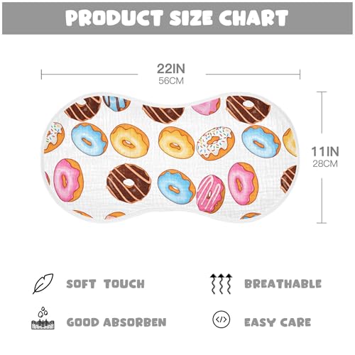 xigua Donuts Muslin Baby Burp Cloths Set of 1, Super Soft & Absorbent Burping Rags, Cotton Burp Clothes Shower Gift for Newborn, Baby Girls and Boys4