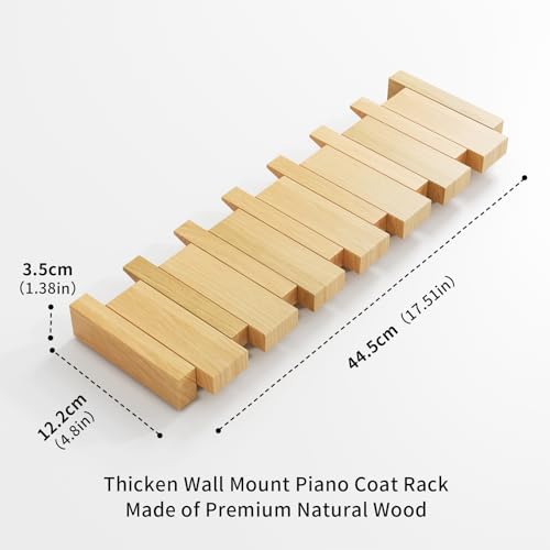 Kiseely Wooden Coat Rack, Wall Mounted Handmade Natural Hook, Space-Saving Coat Hanger With 10 Flip-Down Hooks For Entryway, Bedroom, Bathroom Decoration thumb #1