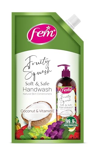 Image of DABUR Fem Fruity Squash Soft & Safe Handwash - 750ml | Enriched with Goodness of Coconut Milk & Vitamin E | Long Lasting Fragrance
