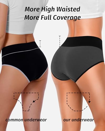 Women's Cotton Underwear High Waisted Postpartum Underwear Soft Stretch Panties Full Coverage Briefs 5 Pack2