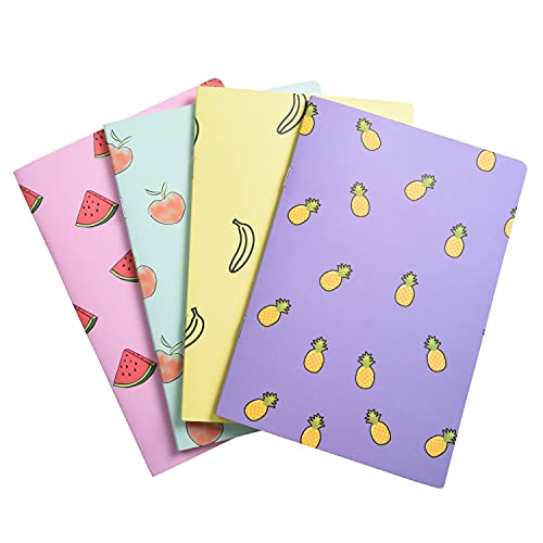 Image of Papboo A5 Handy, Easy to Carry Unruled, Plain Cute Fruits & Snacks, 2 Sets of 4 for doodling, Writing, Notes, Notebooks -Matte Finished - Journal Diary, Gift.(60 * 8= 480 80 GSM Pages)