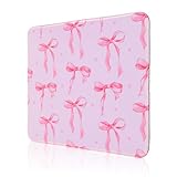 Thinp Bow Mouse Pad, 10 x 8 Inch Square Computer Mouse Pad Small Mouses Pads with Non-Slip Rubber Base Cute Kawaii Mouses Pads Washable Mouse-Mat for Laptop Home Office Gaming Working (Pink)