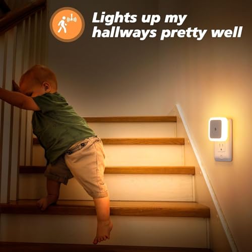 Image of Night Lamp Sensor Light for Bedroom Bed Side Home | Smart Automatic ON /Off Dim LED Lights | Energy Saving 0.5W Lamp | Long Life for Hallway, Stairs, Kitchen, Bathroom (6PC Warm)