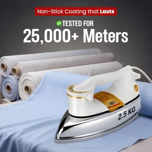 Image of Army Raco 750W 2.5KG Heavy Weight Dry Iron With 2 Years Replacement Warranty | Japanese Quick Heat Technology with Advance Steel Plate Iron Press | Shock Proof Iron Box for Clothes |