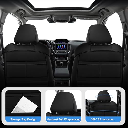 Image of IKABEVEM Custom Fit Seat Covers for Subaru Forester 2019-2024, Full Set Faux Leather Car Seat Covers, Waterproof Seat Protector, Airbag Compatible, Fully Covered Interior Seat Covers Black