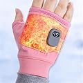 Heated Gloves for Women, Upgraded Smart Thermostatic Electric Heated Fingerless Gloves Rechargeable, Winter Hand Warmer for Work Cycling Skiing Outdoor Snow 2024 (Thickness 0.8inch) (Pink, Free Size)