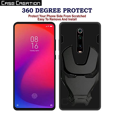 Image of COVERLY Official 3D Touch Feel Trending Real Hero Avenger Logo Mask Soft Rugged Grip Iron Man Super Power Cartoon Movie Silicone Matte Strong Back Cover for Xiaomi Redmi K20 Pro - Black
