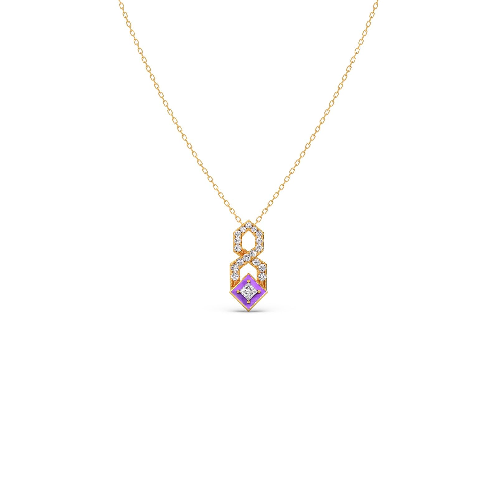 0.28 ct Lab Grown Diamond Pendant for Women | 14KT Yellow Gold BIS Hallmark | SGL Certified Purple Enamel Kite Gold Pendant of Cotton Candy Collection | Chain not Included-image-30