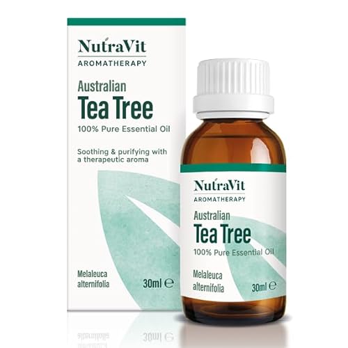 NutraVit - Australian Tea Tree Oil | 100% Pure Tea Tree Essential Oil - 30ml - Therapeutic Grade Aromatherapy Oil - for Nail Fungus, Diffusers, Humidifiers, Hair, Skin, Piercings & Face Wash