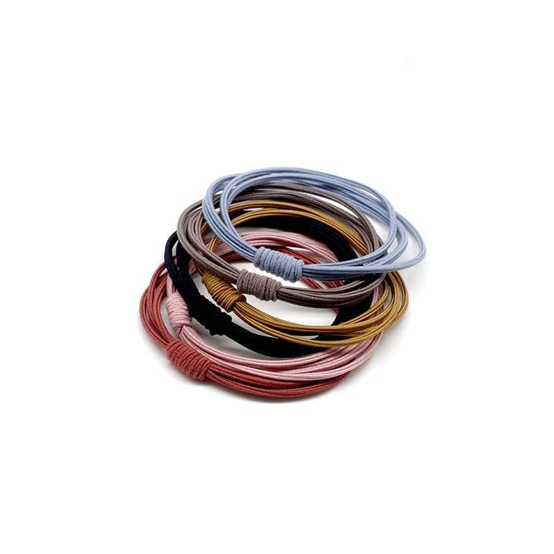 nylon high elastic hair ties rubber bands solid color thick ponytail holder for women and girls- multicolor, (pack of 10)