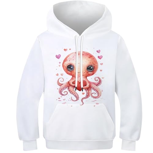Sweat à capuche pieuvre mignonne imprimé 3D unisex pour enfant
