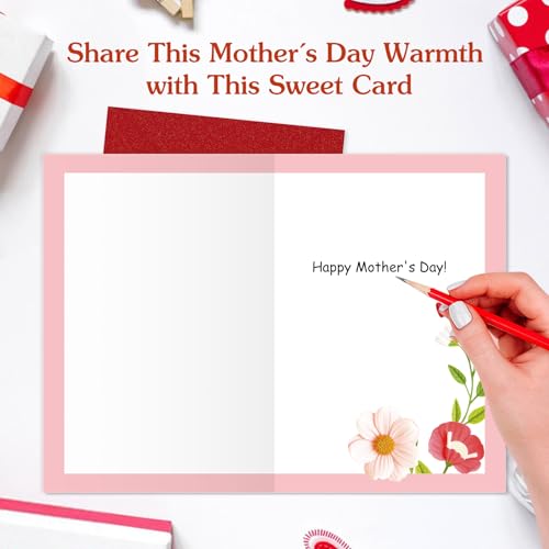 Image of FLYAB Mothers Day Card with Envelope - 5.5 inchx8 inch 3D Flower Golden Foil Design Happy Mothers Day Card Prefect Gifts for New Moms Grandma Wife Sister