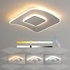 Bianco Plafoniera LED Soffitto Moderna Dimmerabile con Telecomando Lampadario Camera da Letto 30W 2700k-7000K Lampade Design Piatto Curve Sala da Pranzo Cucina Bagno Lampada Quadrato L40