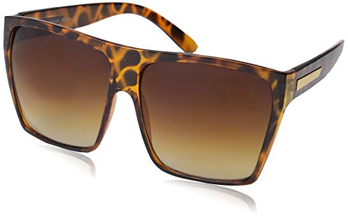 Large Retro Style Square Aviator Flat Top Sunglasses Shades (Tortoise)
