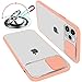 Produktbild UNIOTEK Hülle kameraschutz kompatibel Mit iPhone 11 Pro MAX Weich Kanten Stoßfeste Anti-Scratch Hülle Matte Transparent Kamera Schutz Handyhülle Slide Kameraschutz Mit 360 Grad Ring Ständer (Rosa)