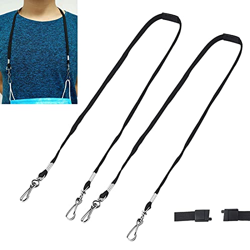 2 Pack - Adults Face Mask Lanyard with Safety Breakaway Clasp - Anti-lost Facemask Holder Hanger Strap Rest & Ear Saver with Swivel J Clips - Comfortable Around The Neck - No More Lost Dropped