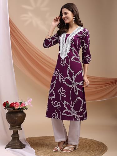 Image of EthnicJunction Women's Poly Rayon Bandhani Print A-line Kurta | Ethnic Kurta