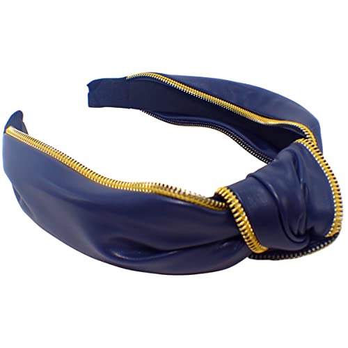 Topkids Accessories Leather Zip Knot Alice Bands Adult Women, Hair Accessories for Women Hair Bands for Women Thick Headband