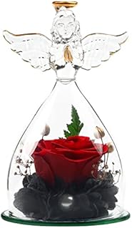 WELTRXE Preserved Rose In Glass, Angel Ornament, Handmade Eternal Rose, Preserved Real Rose Flower, Forever Rose Gift for Mothers Day, Birthday, Women, Girl, Mom, Grandma, Wife, Sister, Red