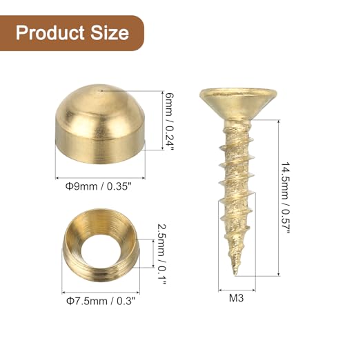 Tornillos decorativos de latón con tapa M3 x 14.5 mm 16 piezas miniatura 2