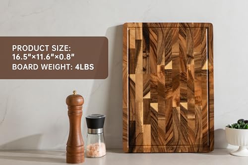 Walnut End Grain Cutting Board with Juice Groove, Non-Slip - Image 9