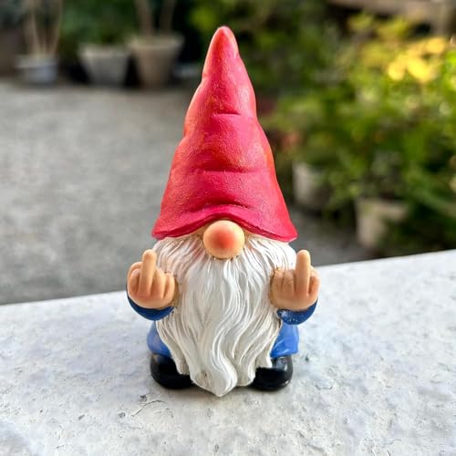 Nain De Jardin Résine Doigt d'Honneur Décoration Pour Jardin Terrasse Et Balcon Exterieurs Également Adaptée à l'Intérieur Statue Sculpture Style Humoristique Design Original Miniature Idéale Maison