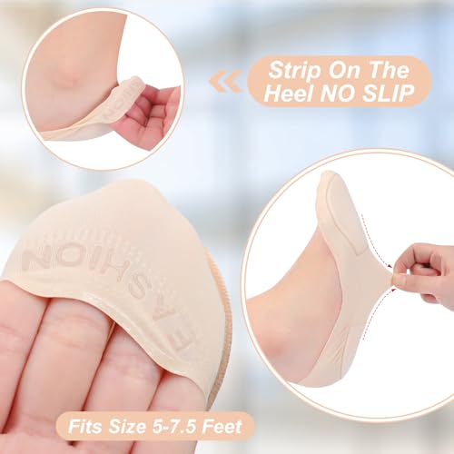 Image of Shyyween 12 Pairs Padded No Show Socks for Women Non Slip Invisible Thin Low Cut Liner Cushion Boat Socks for Heel Flats, Fits Size 5-7.5 Feet