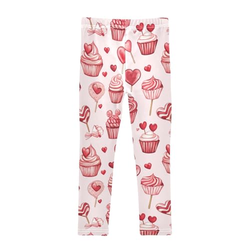 Wusikd Cupcakes Girls' Leggings Toddler Doodles Hearts Kids Yoga Pants Dance Active Tights 4T2
