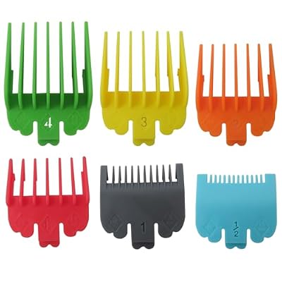 HOTIOGA Professional Cutting Blade Guard for TPOB Slime2, Combs Clipper Guides Replacement - 1/16" to 1/2" (6pcs, Multi-Colored)