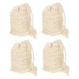 SAFIGLE 4 Stück Teiliges Baumwoll leinen Seifensäckchen mit Kordelzug Peeling seifenbeutel aus...