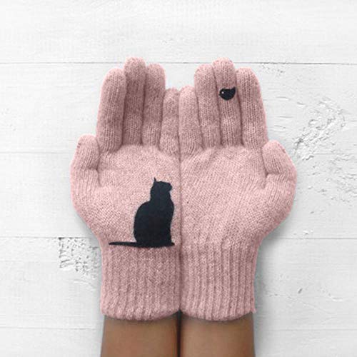 Gants femme dessin animé épais tricot chaud hiver vêtement mignon
