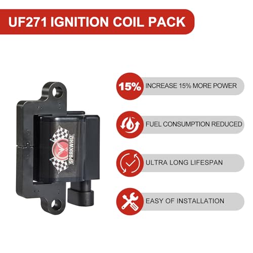 UF271 Square Ignition Coils and Spark Plugs & 748EE Wires Set, D581 Coil Pack Kits Compatible with GMC Sierra/Suburban Escalade Avalanche Chevy Silverado 1500 4.8L 5.3L 6.0L, Part Number 12558693