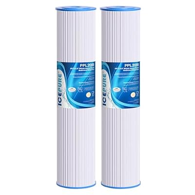 ICEPURE 20" x 4.5" Whole House Pleated Sediment Filter for Well Water,Remove Rust,Chlorine, Replacement Cartridge for ECP5-BB, AP810-2, HDC3001, SPC-45-1005, CP5-BB, ECP1-20BB, S1-20BB,R30-20BB,2Pack