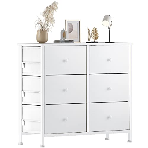 Buy BOLUO White Dresser for Bedroom 6 Drawer Organizers Fabric Storage