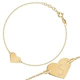 Maverton Initial Herz Damen Armband 333 Gold - mit Buchstaben + personalisierte Geschenkbox mit Gravur - Geschenk für Frauen - Länge: 16 - 19 cm - 8 Karat