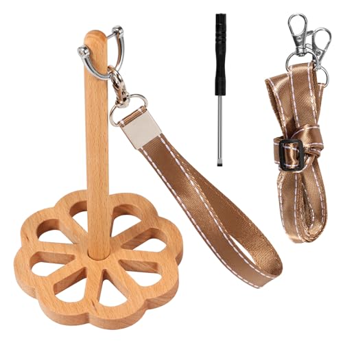 ZJRDYYK Wooden Portable Wrist Yarn Holder for Crocheting, Portable Wrist Yarn Ball Holder with Wrist Strap, Crochet Yarn Holder Spinner Portable, Knitting Yarn Ball Wrist Holder (Style 2)