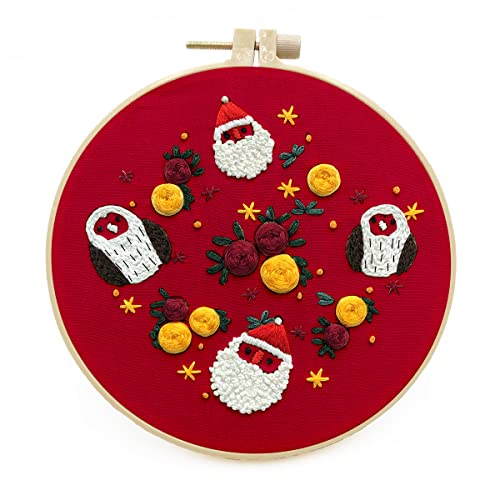 Projoyjoy 4 Pack Needlepoint Kits For Adults With Instructions,Cross Stitch Kit Beginners, Diy Christmas Embroidery Starters Set, Including Embroidery Hoops, Embroidery Cloth(H) #TOP4