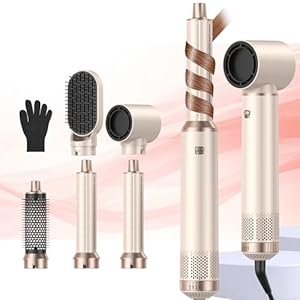 Hairstyler 5 in 1, Hair Styler Set, Airstyler 5 in 1, Haarstyler mit Fön Ionen Haartrockner, Lockenstsb, Glättbürste, Warmluftbürste fur Trocknen