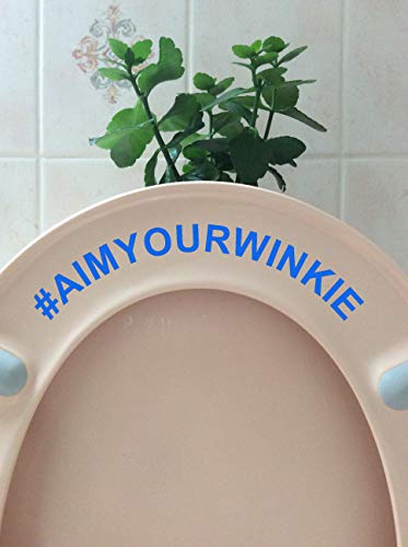 Hashtag Aim Your Winkie Novelty Funny Toilet Seat Sticker/Lid Decal Bathroom Décor (Blue)