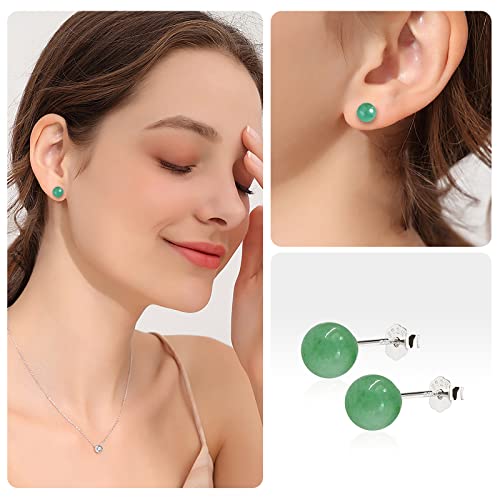 Handmade Jade Earrings, 925 Sterling Silver Earrings Studs,Women Mother's Day Gift Mom Day Gifts， Green Jade Drop Earrings, Gift For Birthday Anniversary (Ball) #TOP2