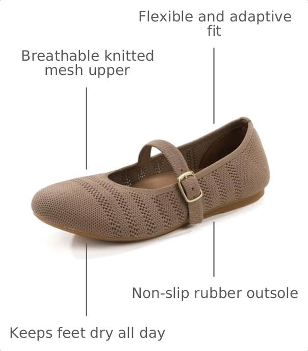 Image of Frank Mully Women's Mary Jane Flats Comfortable Dressy Ballet Flats Casual Round Toe Slip On Washable Knitted Fabric Office Work Woman Shoes
