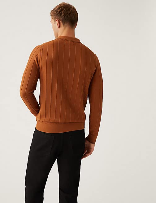 Image of Marks & Spencer Cotton Modal Textured Knitted Polo Shirt