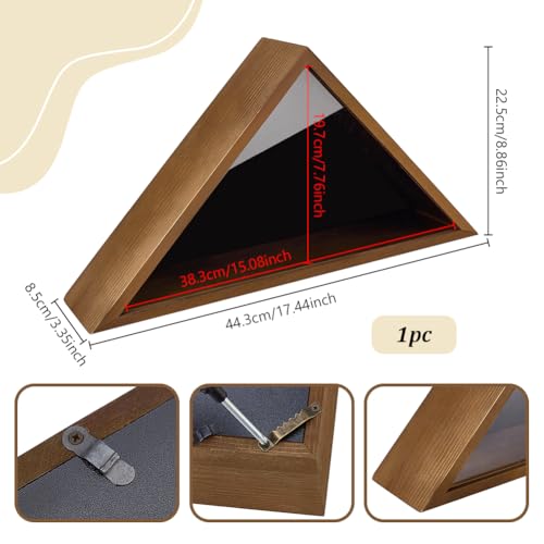 Vitrina de bandera PH PandaHall caja de sombra triangular soporte de madera 3
