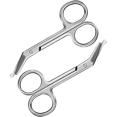 Zhehao 2 Pieces Ostomy Scissors Bandage Scissors Nursing Scissors Stainless Steel Scissors for Doctors, Nurses, Veterinary Home Nursing, 4.3 x 2.1 Inch, Curved (Silver) Cover