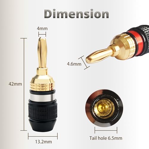 Conector Banana de Altavoz con Baño de Oro 24K, 6 Pares miniatura 2